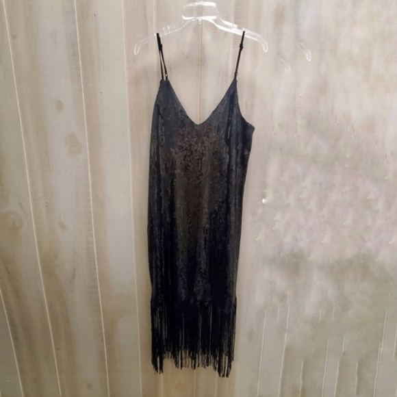Boohoo NWOT Sequin Fringe Midi Dress Size 16 - Picture 2 of 14